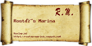 Rostás Marina névjegykártya